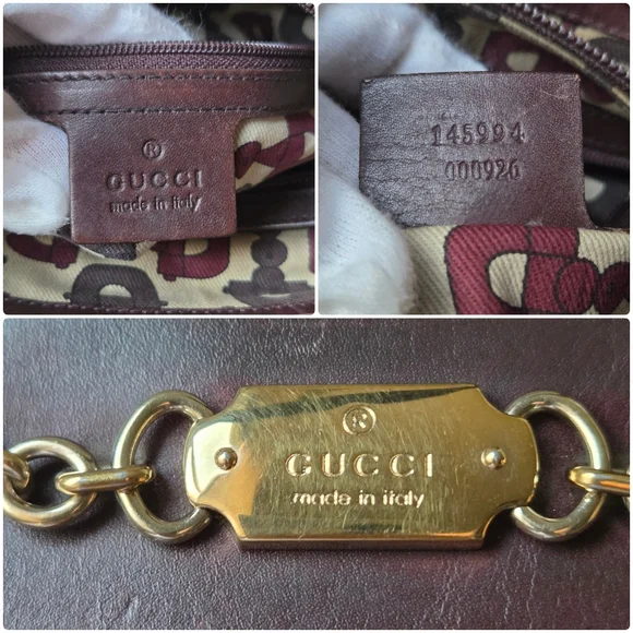 Gucci Guccissima Punch Leather Tote Burgundy Shoulder Bag 145994 - Picture 6 of 17